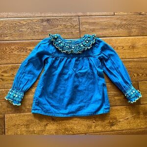 Boden Blue Kids Blouse with Embroidery 4-5 Y
